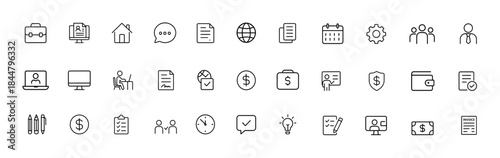 Remote Freelance Glyph Icon Set, Black Vector Pictograms for Home Office and Online Work, Portfolio Desk Computer Monitor Contract Symbols, Workspace Illustration, digital job icons