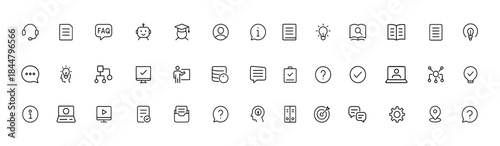 Help Center Icon Set, Vector Glyph Pictograms for Customer Support, FAQ, Chatbot, Documentation, Knowledge Base, Information Symbols, Black Silhouette Illustration, Service, Assistance
