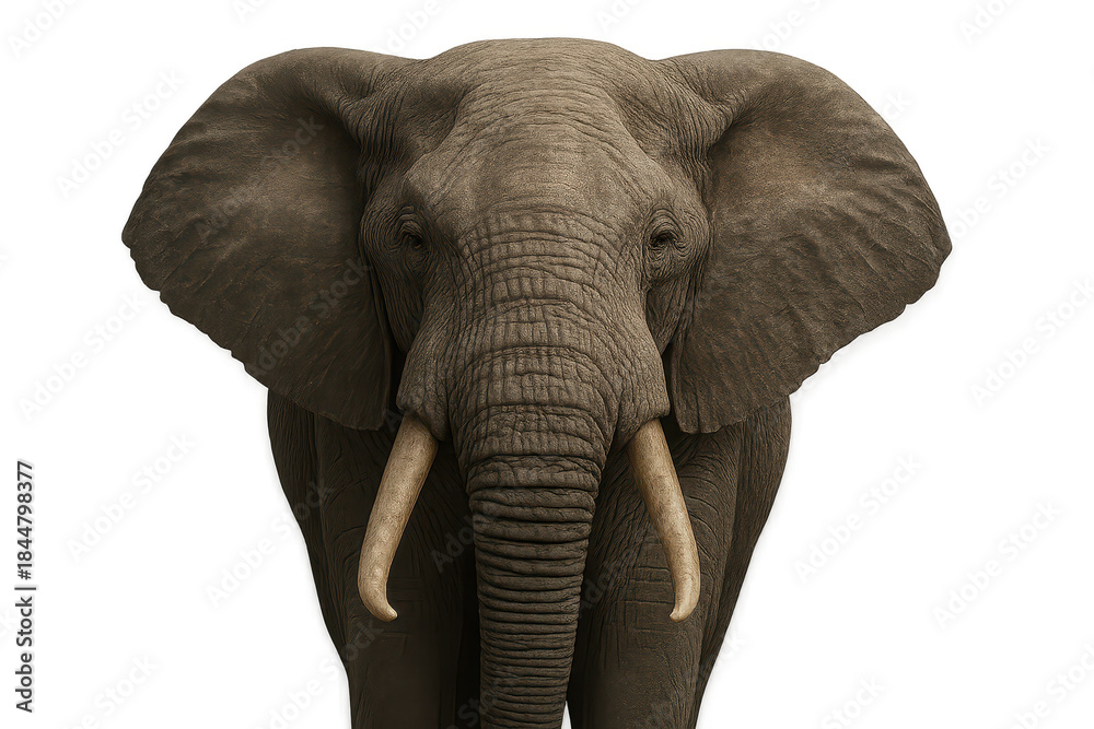 Obraz premium Magnificent Elephant Portrait With transparent background Close Up View