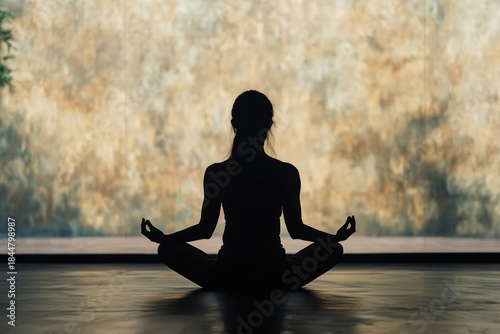 Person practicing yoga in lotus pose with minimal background at a quiet location