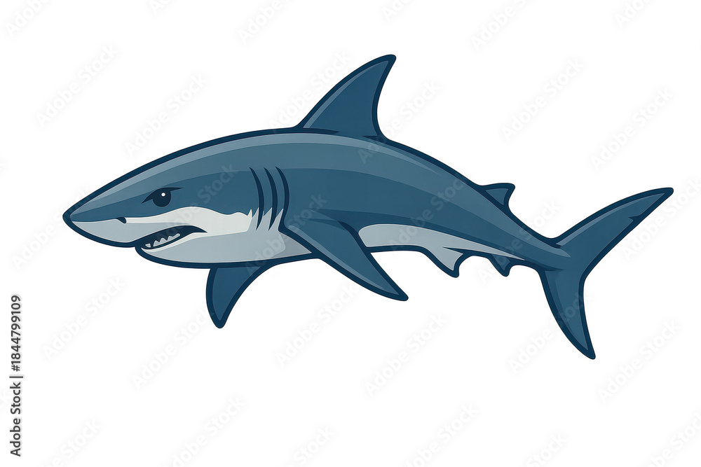 Fototapeta premium Cartoon Shark Illustration with transparent background for Designers