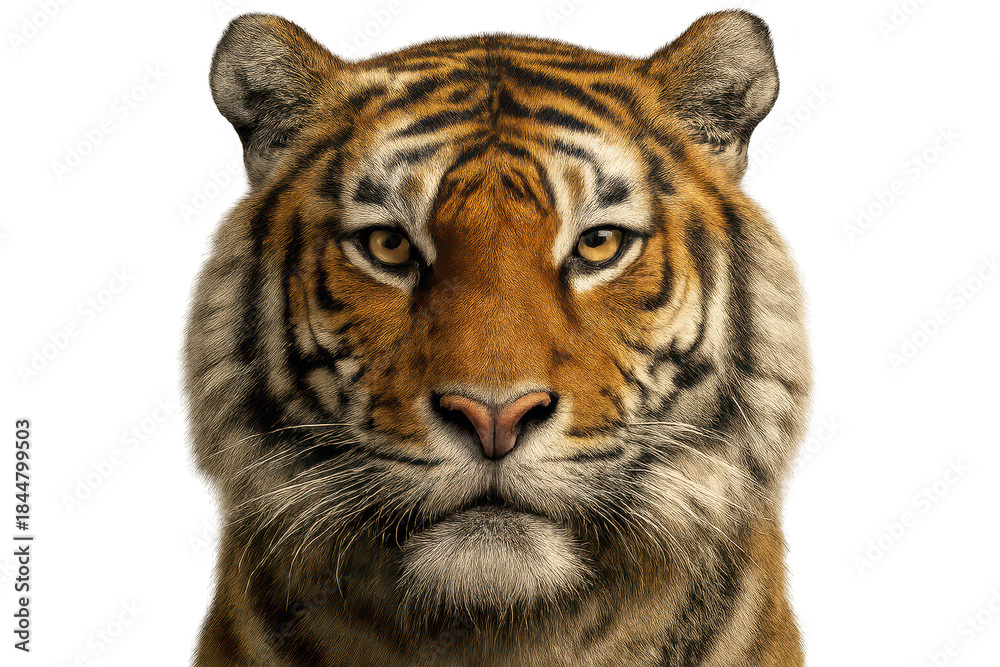 Obraz premium Detailed Tiger Face with Transparent Background for Design Projects