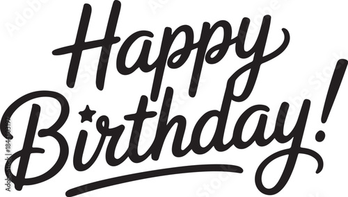 Happy Birthday Script with Star and Underline lettering