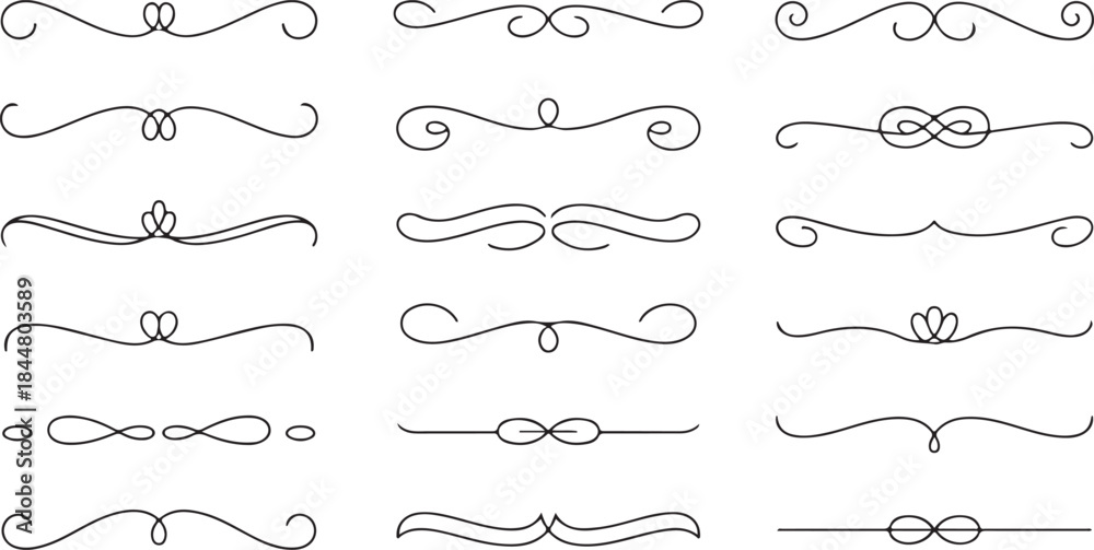 Obraz premium Collection of Decorative Flourishes and Swirls Keywords: decorative, flourish, swirl, ornament