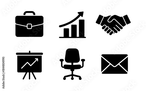 Business and office icons in a simple, clean, and modern style