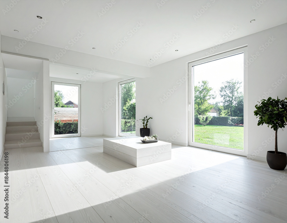 Fototapeta premium A clean, minimalist space with ample natural light, evoking clarity, simplicity, and mental decluttering.