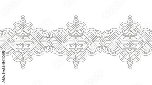 Intricate Traditional Celtic Knot Pattern with Symmetrical Design and Continuous Loops