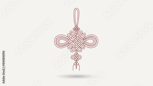 Intricate traditional Chinese knot pendant with loop and tassel design for cultural decoration