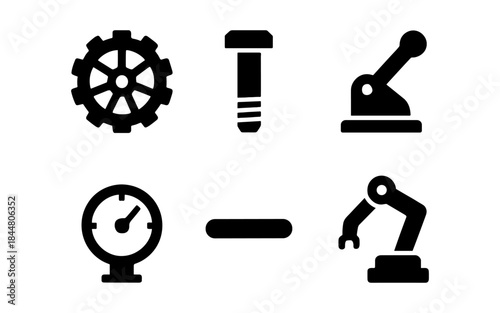Industrial icons set in black and white, perfect for design and engineering