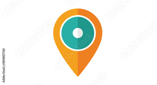 Minimalist GPS Location Pin Icon with Abstract Circular Target Design