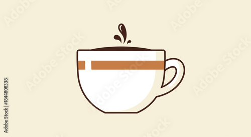 Minimalist Illustration of a Cup of Coffee with Steam Rising in a Simple Line Drawing