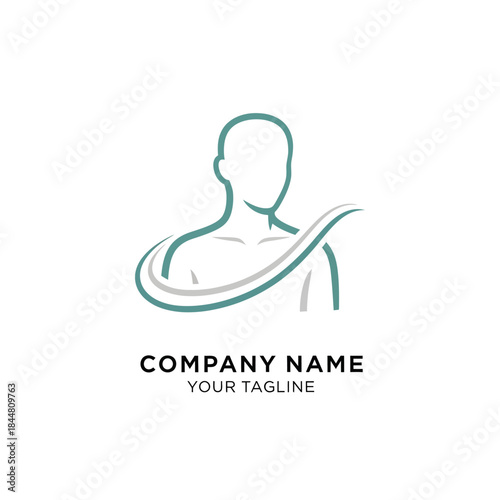 Minimalist Human Silhouette Logo with Flowing Line Design.