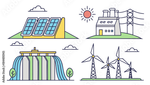 Set of renewable energy sources and power generation facilities.