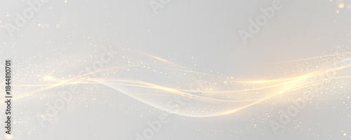 Soft yellow light wave draws bright line in transparent png flow and starts to twist upward. Particles gold twirl around its edges while smooth swirl expands slowly. Magical golden dust bokeh.