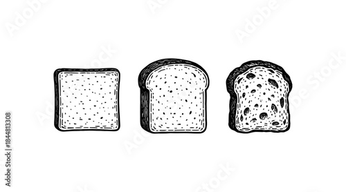 Hand-drawn bread slices illustration, perfect for food-related projects and designs