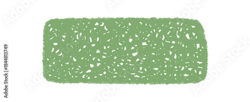 Green wavy box in crayon scribble style. Organic rectangle with sketch texture forms a unique textbox, suitable as a background or text frame for cards, banners, or posters in creative format.