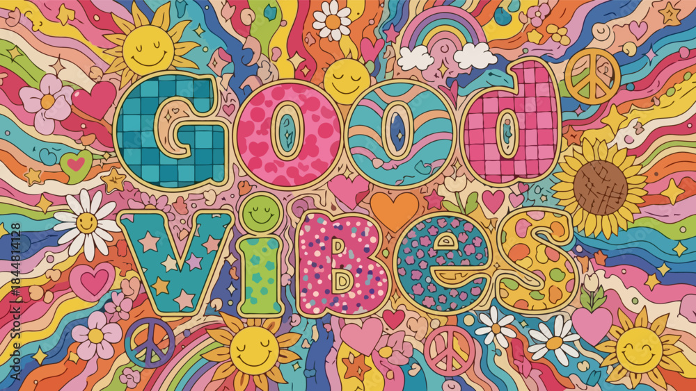 Naklejka premium Groovy psychedelic background featuring 