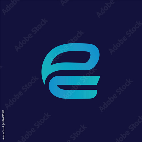 Modern Fluid Letter E Monogram Logo. Dynamic Tech Mark for Digital Communication, Audio Platform, or Fast Entertainment Service Brand Identity.