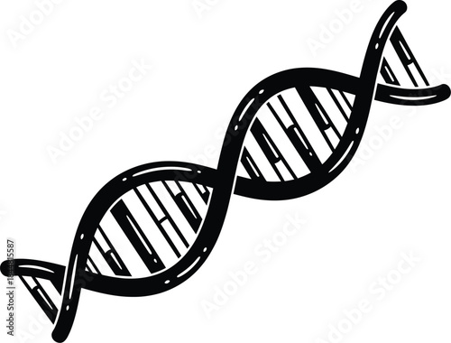 A simple black and white illustration of a double helix dna structure