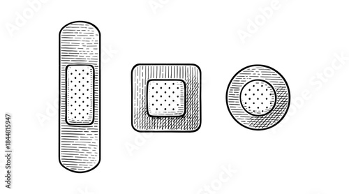 Bandage illustrations in a hand-drawn style, perfect for medical or healthcare projects