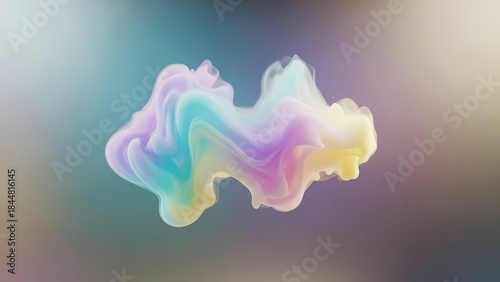 Captivating Abstract Fluid Shape with Vibrant Pastel Colors Floating in Dreamy Space