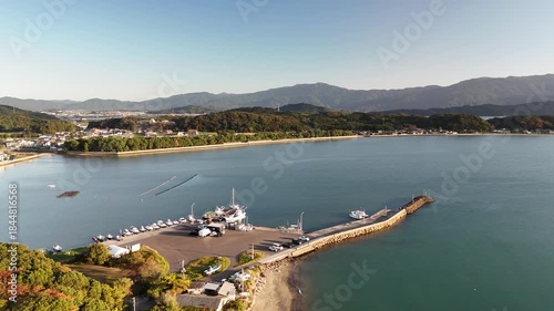 Shimakishi, Itoshima, Fukuoka, Japan Coastline in Autumn: 4K Aerial Drone Footage of Hikizu Bay, Rural Beach, Islands, Mountain Forests, Fish Cage, Houses, Estates near Genkai Quasi-National Park