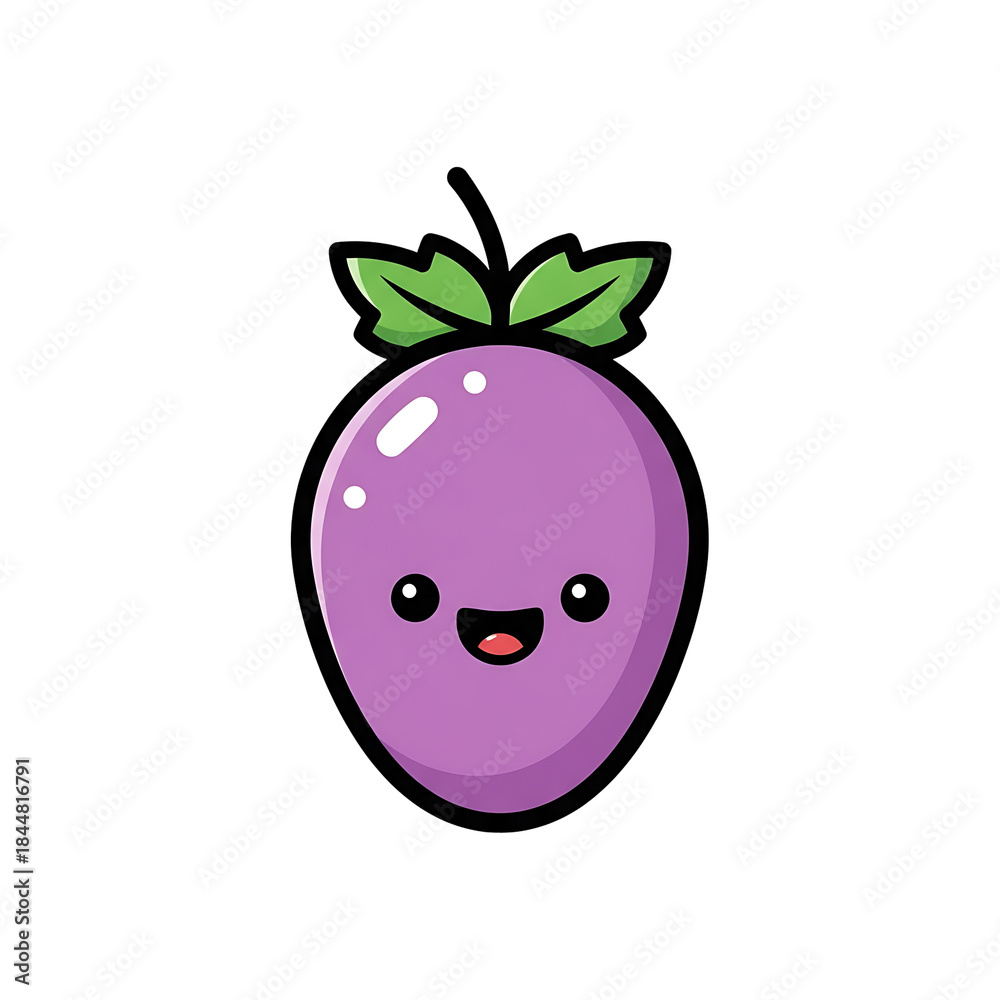 Fototapeta premium Cute Cartoon Plum.