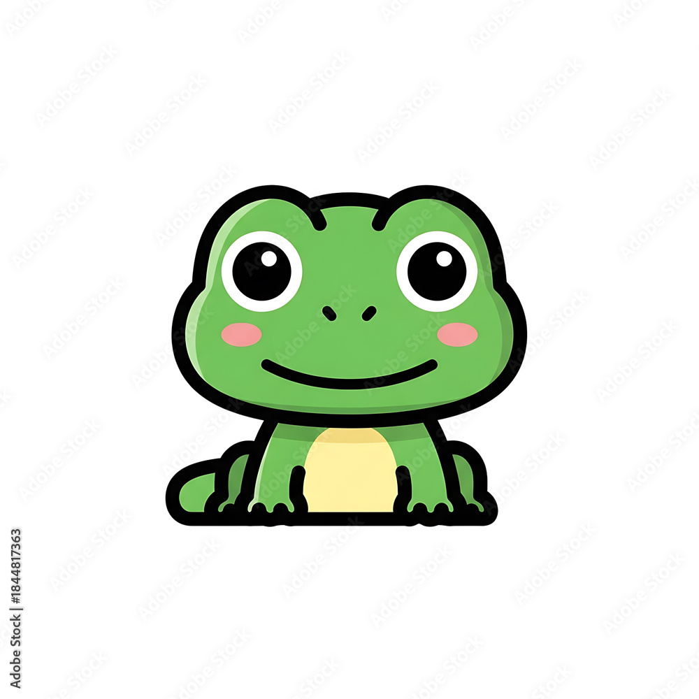 Fototapeta premium Cute Green Frog Cartoon. (1)