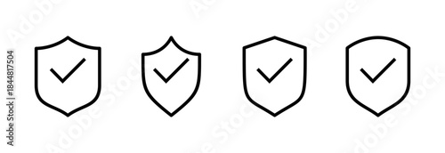 Shield check mark icon vector illustration. Protection approve sign. Insurance icon