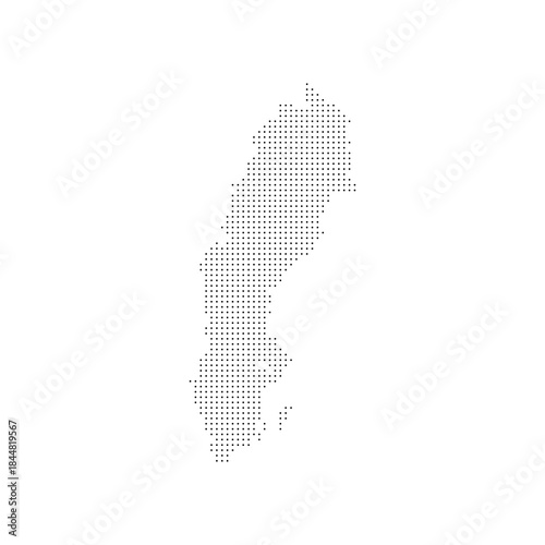 dotted halftone black silhouette of sweden map isolated. sweden country map for travel and presentation. sweden halftones map vector illustration.  world maps circle. global map.