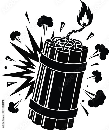 Exploding dynamite stick with sparks and smoke a dangerous illustration