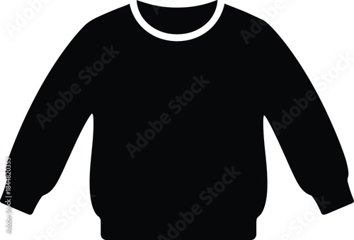 Simple black and white illustration of a classic long sleeved crew neck sweater