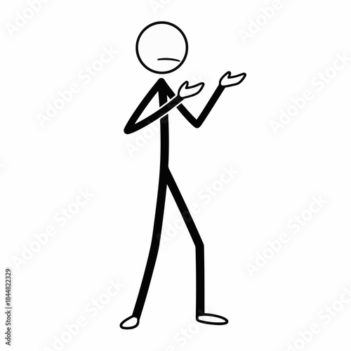 Stick figure with sad expression and open hands in a gesture of confusion or helplessness.