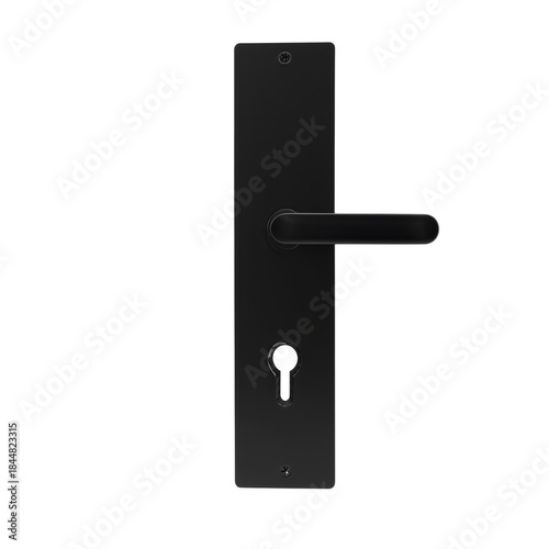 Modern door handle and lock mechanism with transparent background