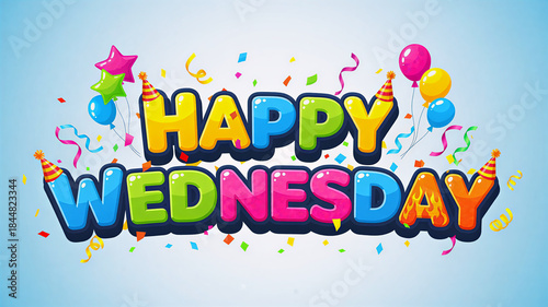 Happy Wednesday Colorful Cute Lettering Illustration