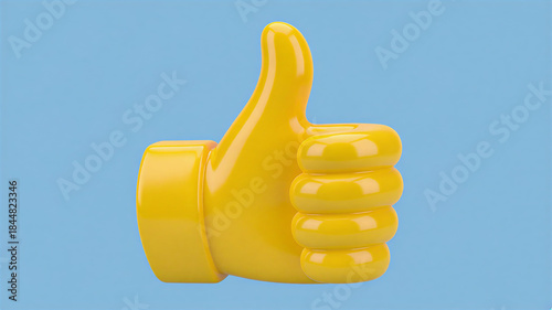 Golden Thumbs Up Icon on Blue Background