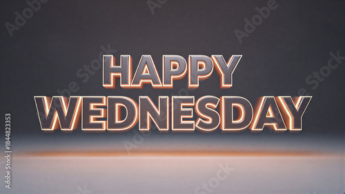 Happy Wednesday 3D Neon Outline Text