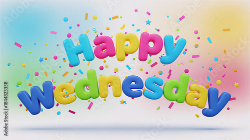 Happy Wednesday 3D Colorful Celebration Text