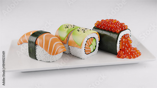 Delicious Japanese Sushi 3D Illustration