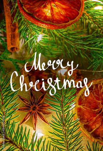 Handwritten Christmas greetings on a photo with space for text