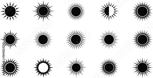 Various phases of the moon illustrated as black silhouettes on transparent background