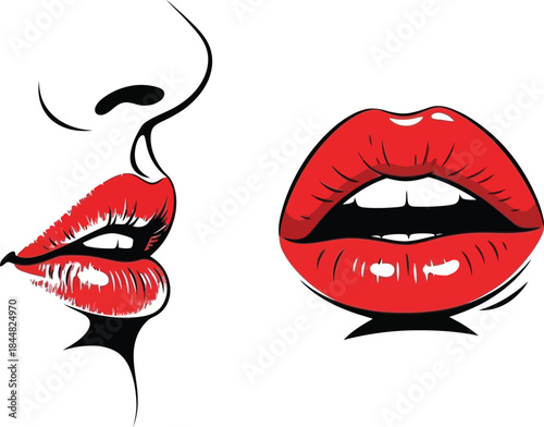 Red lips graphic design element perfect for beauty projects on transparent background silhouette