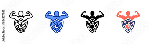 Healthy Immune System icon set multiple style collection