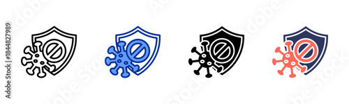Virus Protection icon set multiple style collection