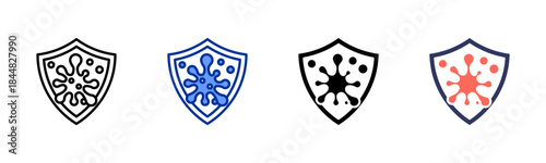 Bacteria Shield icon set multiple style collection