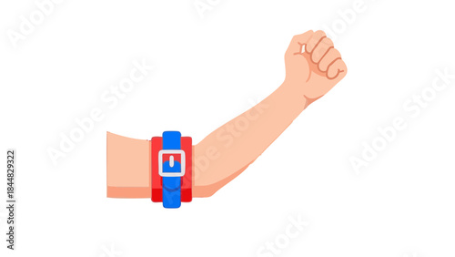 Arm with tourniquet applied for medical emergency preparation  