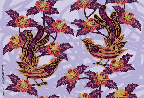 Bird, flora and fauna motifs as inspiration for various printing needs, Indonesian Batik