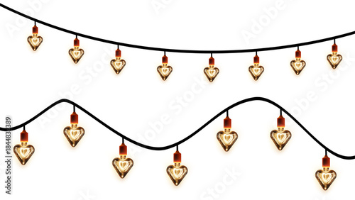 Heart shape light bulb concept symbolizing love creativity and bright ideas, glowing romantic bulb icon design isolated transparent background, editable vector artwork ai illustration file