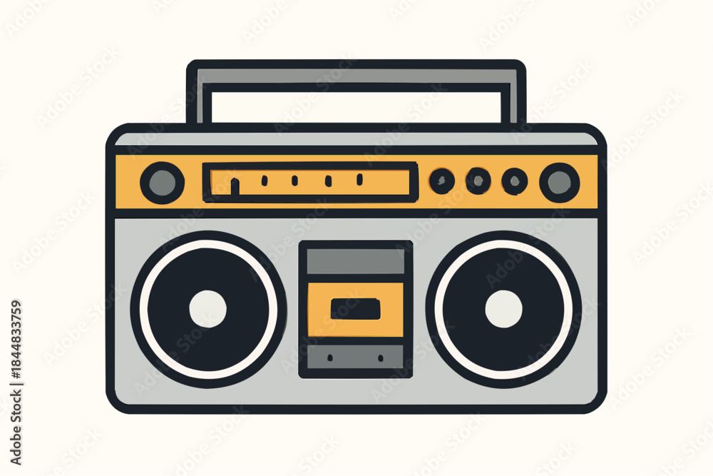 Fototapeta premium Retro Boombox Radio Flat Illustration