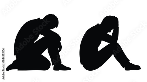 Two people in distress a visual representation of sadness and despair silhouette